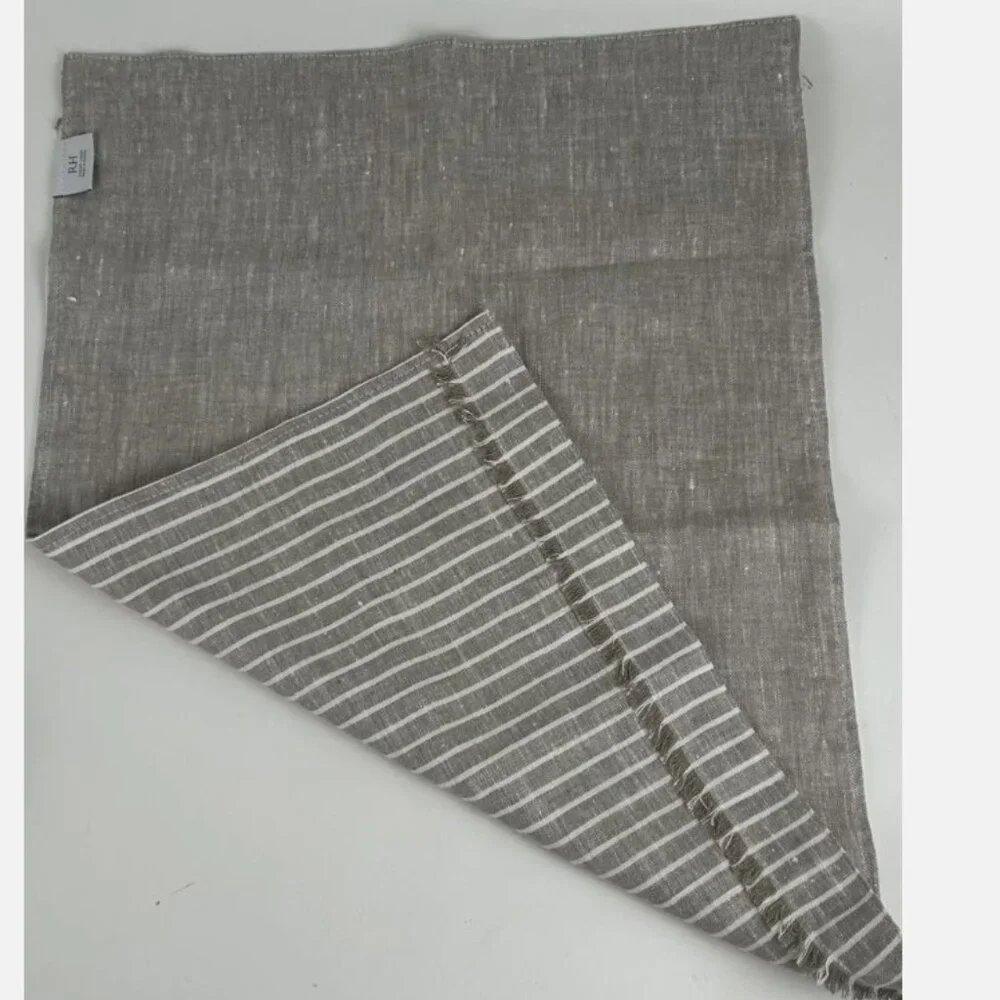 Restoration Hardware Set Of 8 Placemats Gray Striped Linen Russia RH